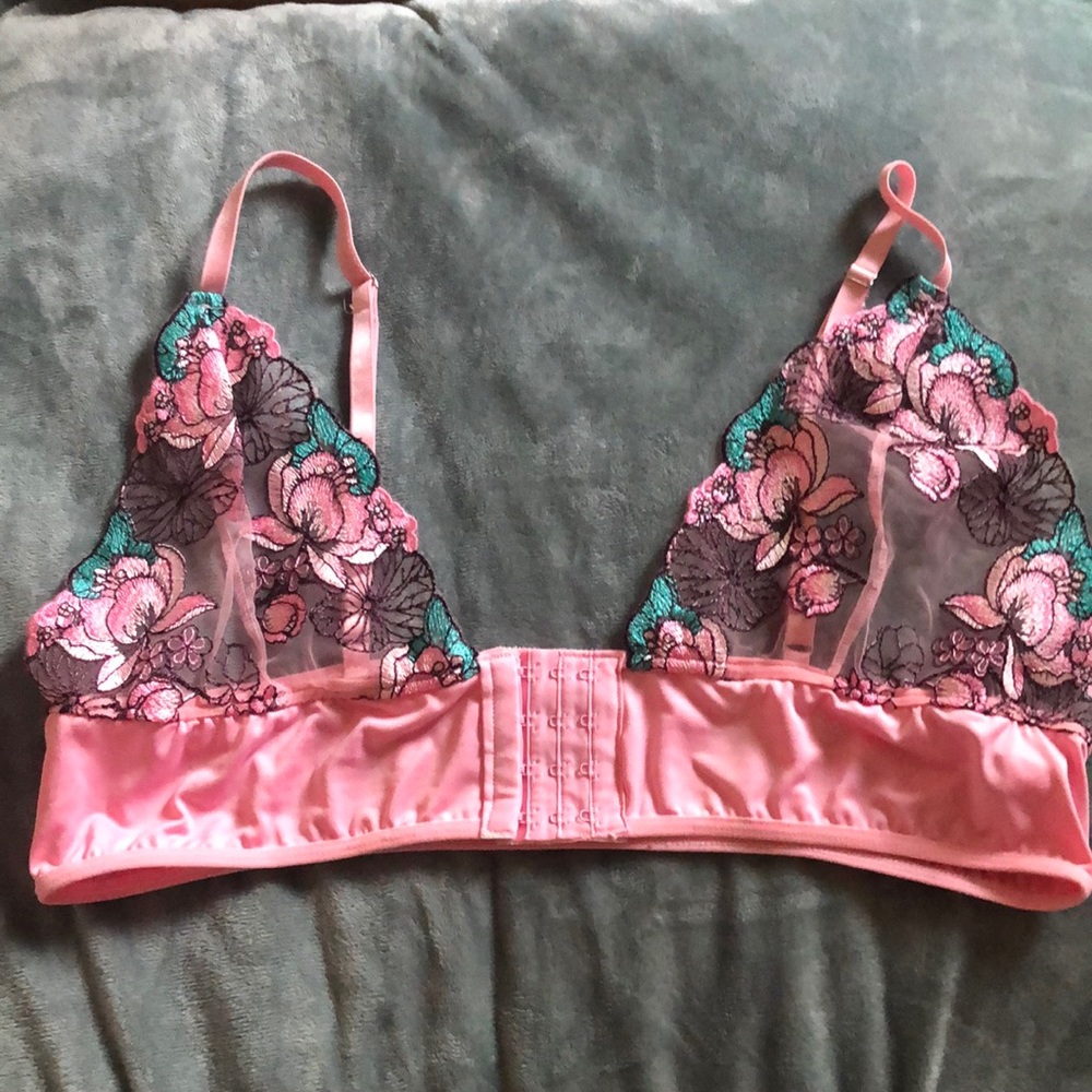 Floral Pink Front Clasp Bralette